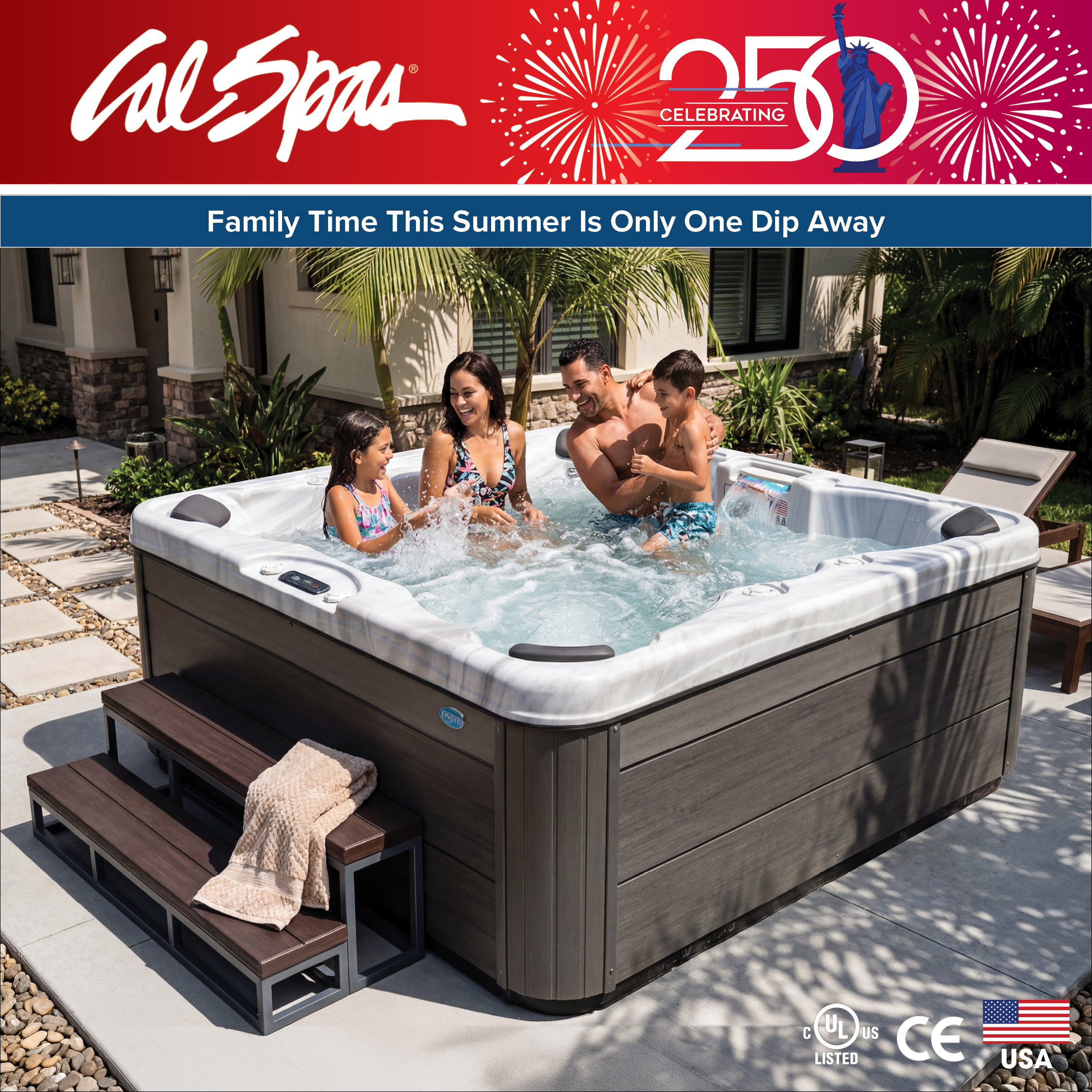 Calspas hot tub being used in a family setting - Catharpin